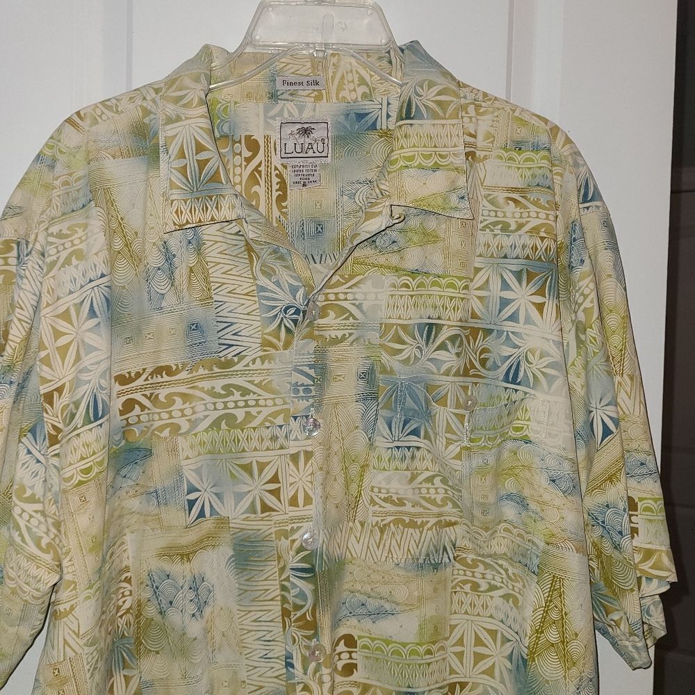 Luau Silk Hawiiann Button Down Shirt - Picture 9 of 10